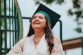 woman wearing black mortar board