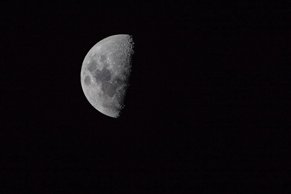 half moon on pitch dark sky