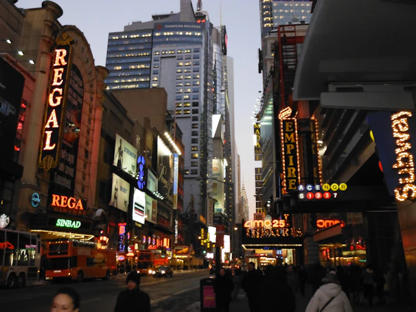 A city street bustling with activity, reflecting the energy behind ShineCity Pros.