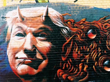 Donald Trump with horns wall mural