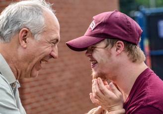 two man laughing at each other