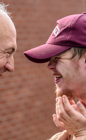 two man laughing at each other