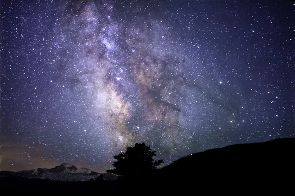山際の夜空に輝く星々