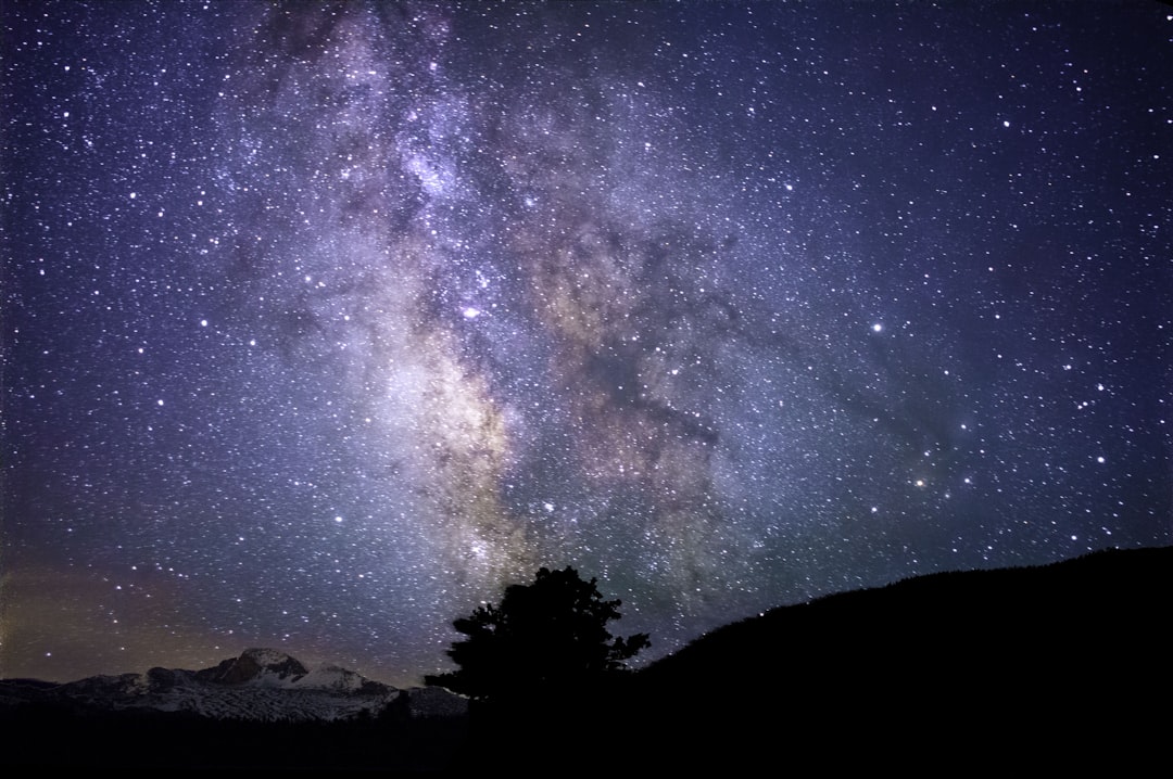 silhouette of trees and mountain under blue sky at nighttime,