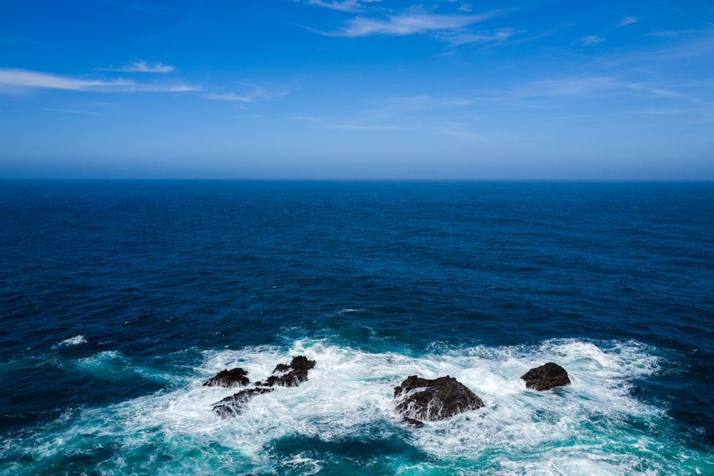 bird's eye view photography of body of water