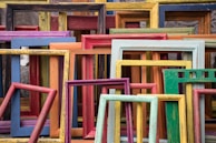 assorted-color wooden frames