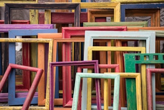 assorted-color wooden frames
