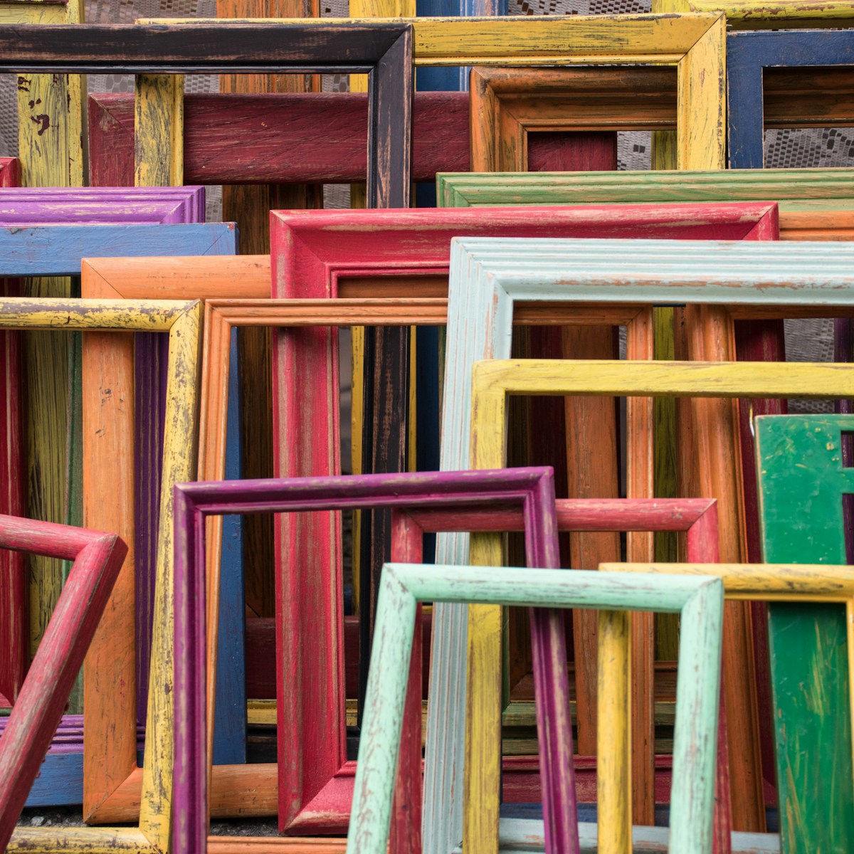 assorted-color wooden frames