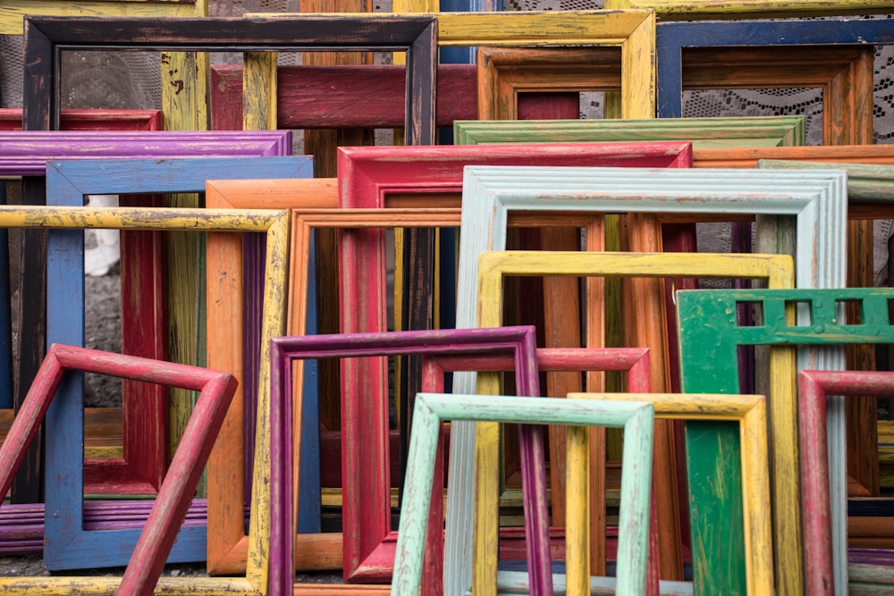 assorted-color wooden frames