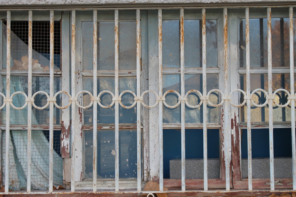 white steel window frame