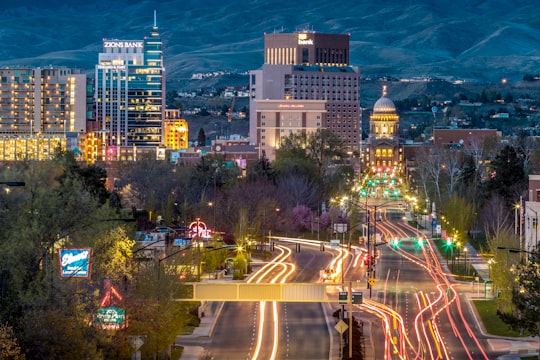 gray, blue, and black concrete city buildings in Boise United States