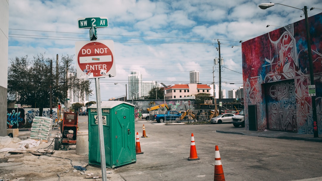 orange and white traffic cone, Urban cityscape shot
