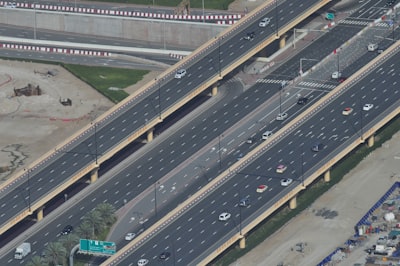 aerial photography of concrete road