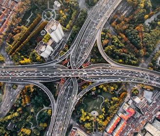 aerial photography of concrete roads