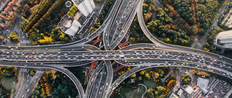 aerial photography of concrete roads