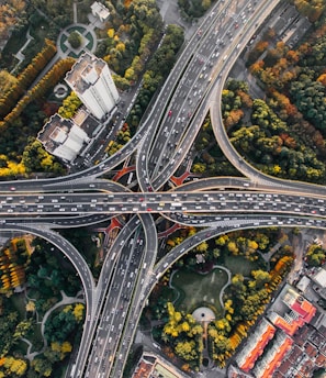 aerial photography of concrete roads