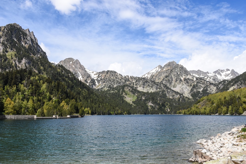 body of water across mountain