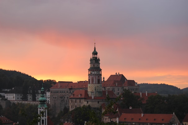Sunset over the historic village center of Rohan, highlighting its timeless charm.