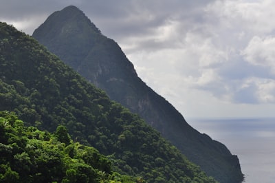 aerial photography of mountains saint lucia teams background