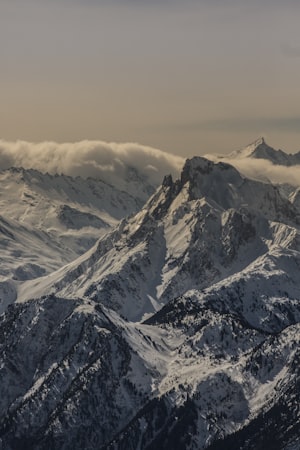 Snowy mountains.