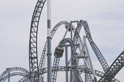 roller coaster under white clouds and blue sky rollercoaster zoom background