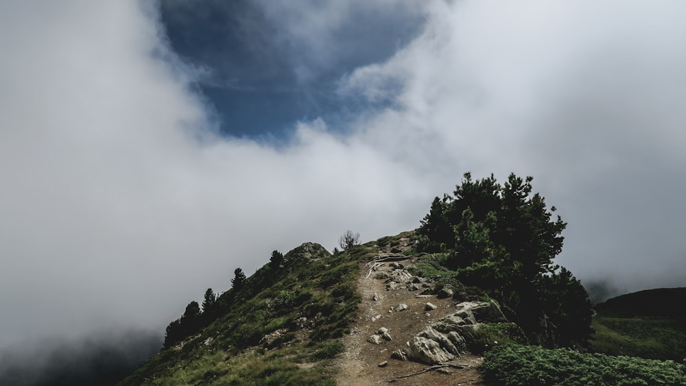 montagna verde vicino a nuvole bianche