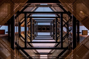 low angle of black metal tower