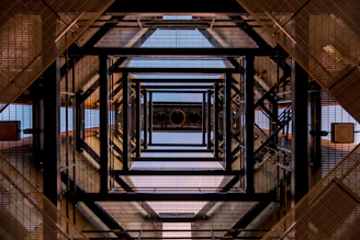 low angle of black metal tower