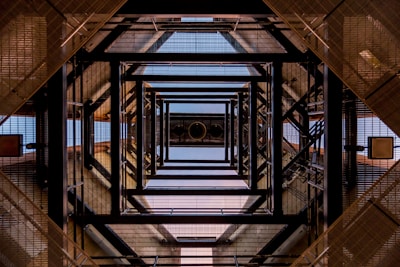 low angle of black metal tower