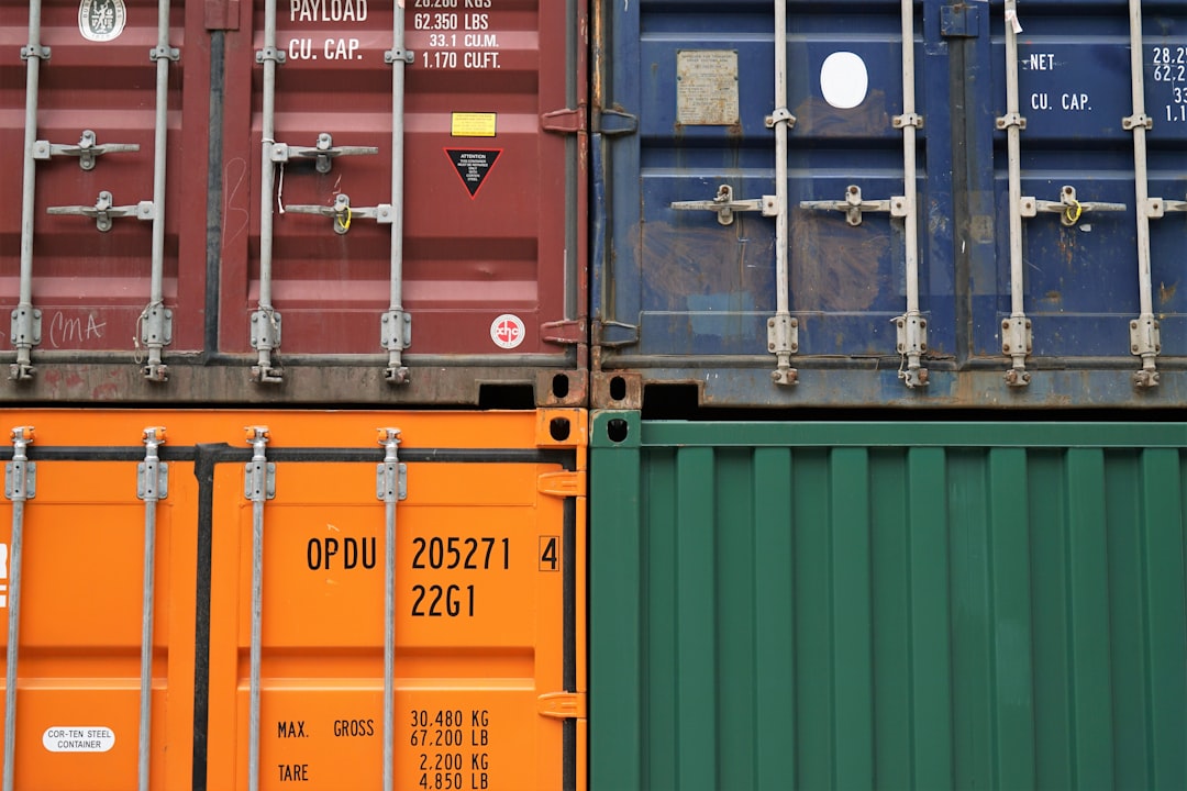 several cargo containers, Colorful shipping containers