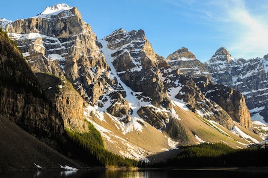 snow capped mountain near body of water in Moraine Lake Canada