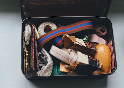 assorted belts and packs on metal case trimming google meet background