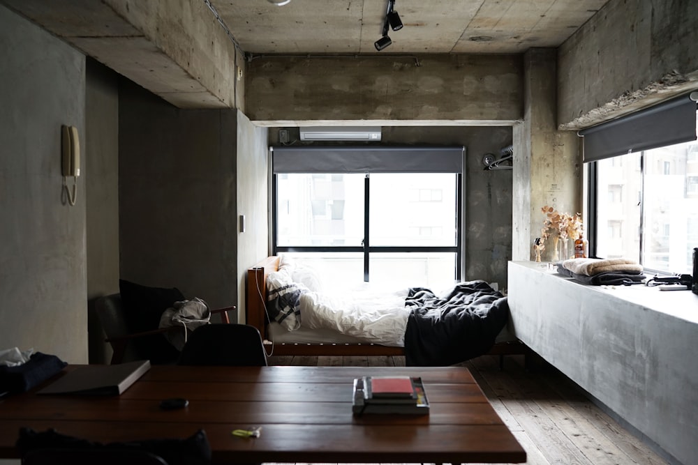 brown wooden table