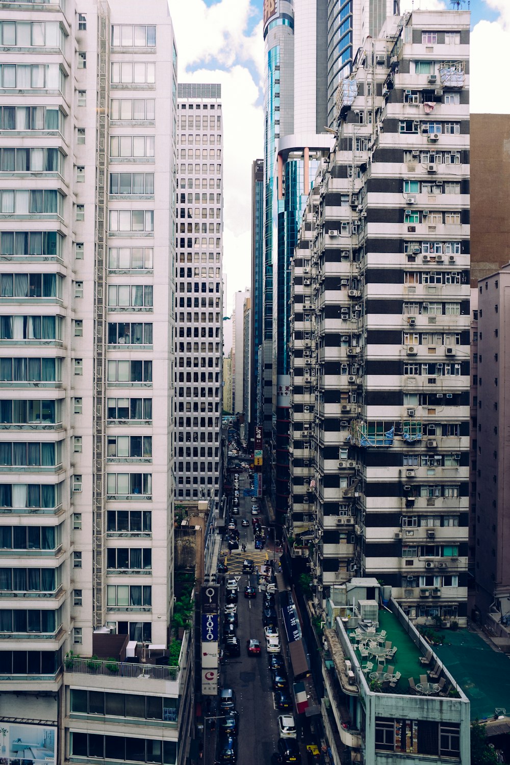 top view of city buildings