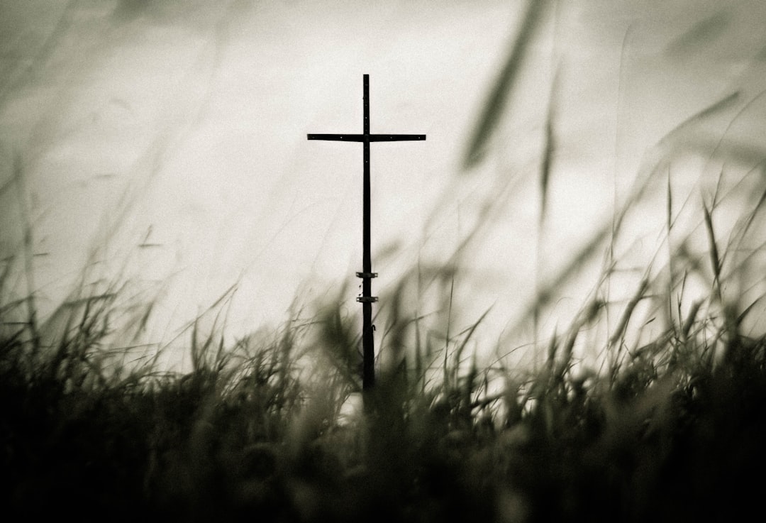cross statue, Cross in grassy field
