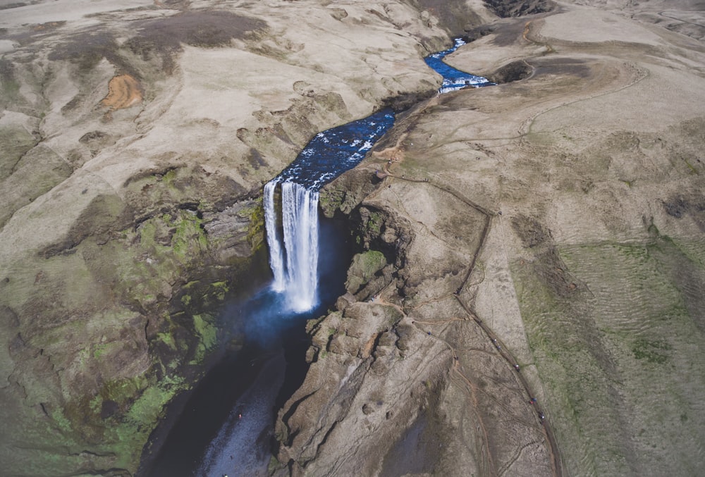 aerial shot of waterfalls