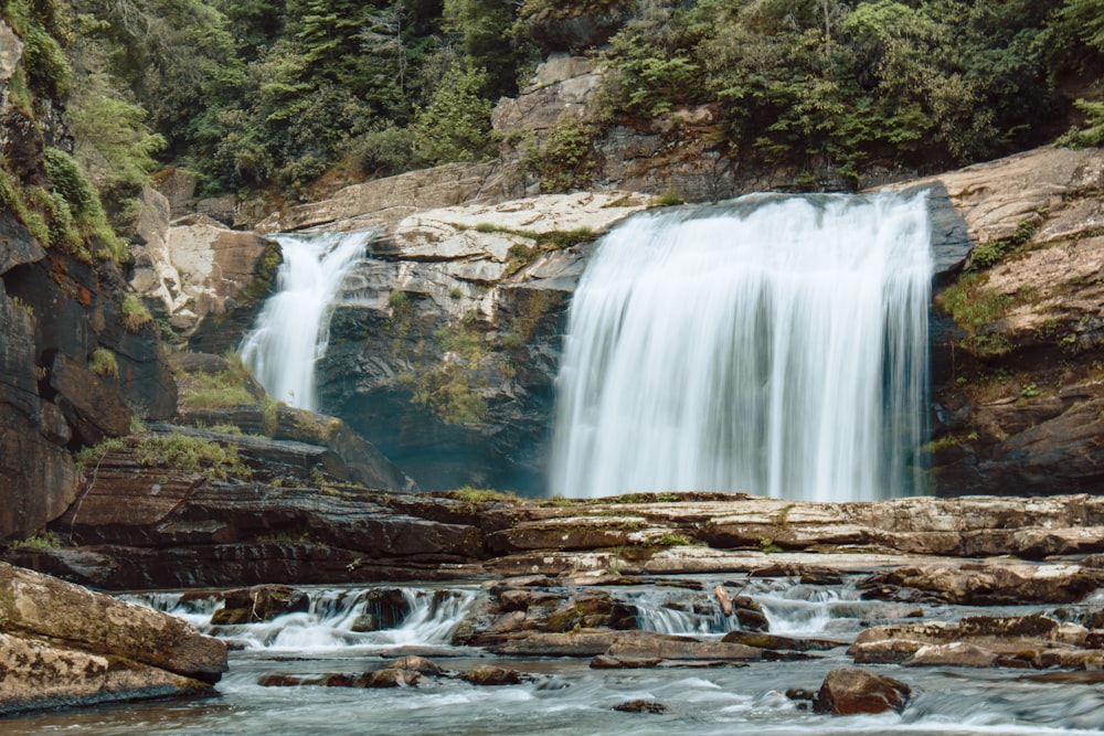 landscape photography of waterfalls