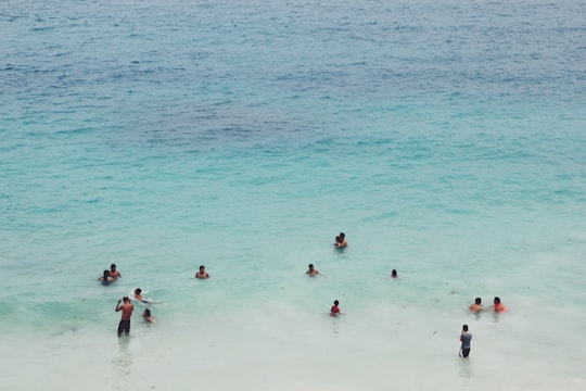 people swimming on body of water in Tulum Mexico