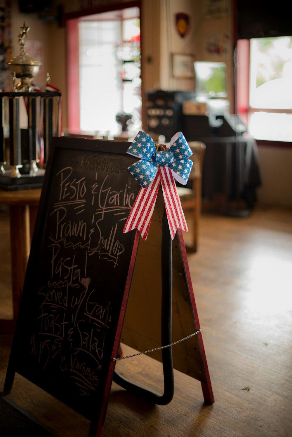 black chalkboard with bow accent on top