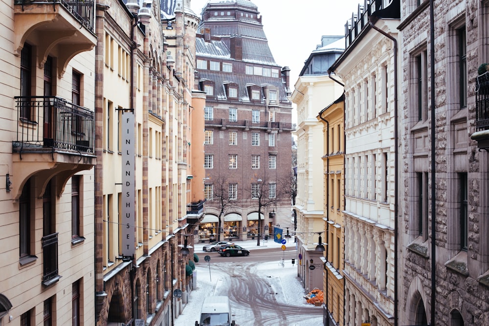 beige and black Finland Sunset building