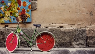 bicycle beside wall