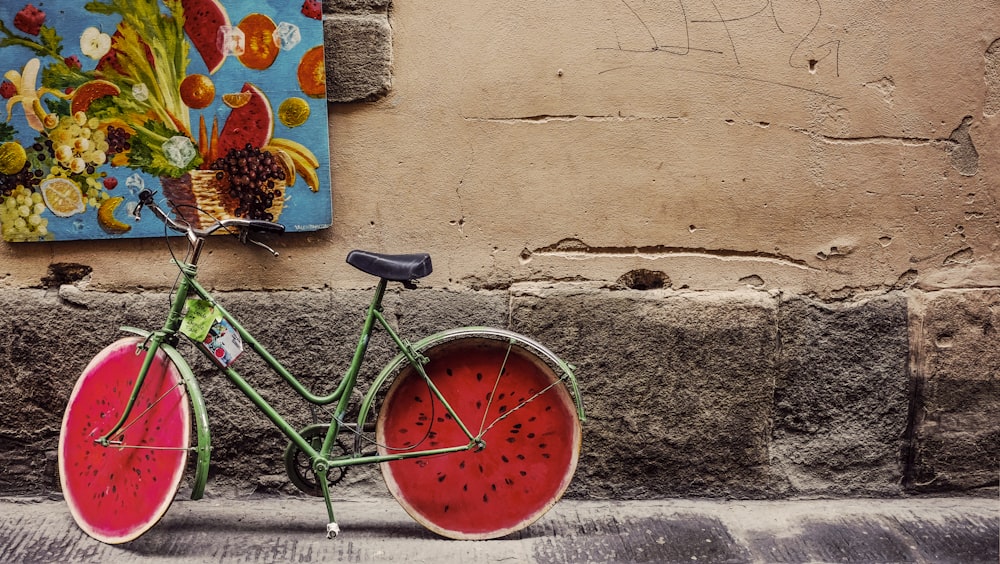 bicycle beside wall