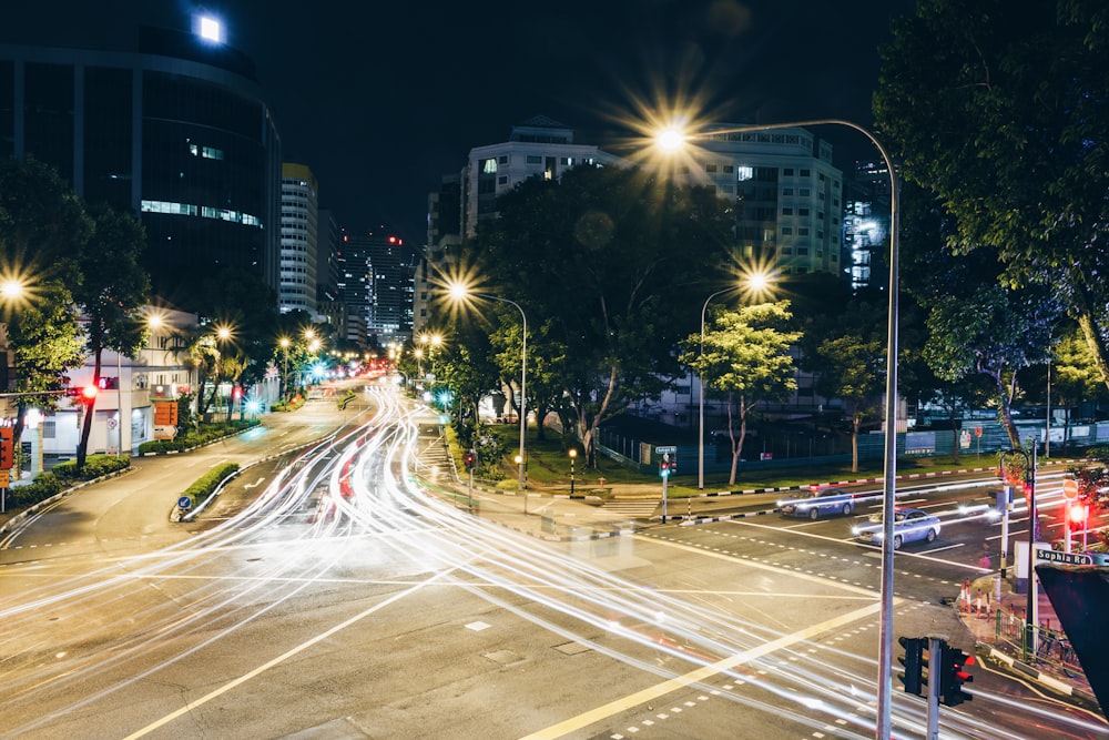 time lapse photography of road