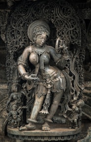 Close-up of intricate temple sculptures that influence the dance movements in Kakatiyam.