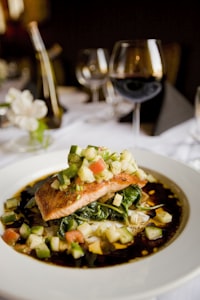 Salmon dinner with vegetables