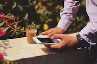 &quot;Businessman with coffee outdoors&quot;