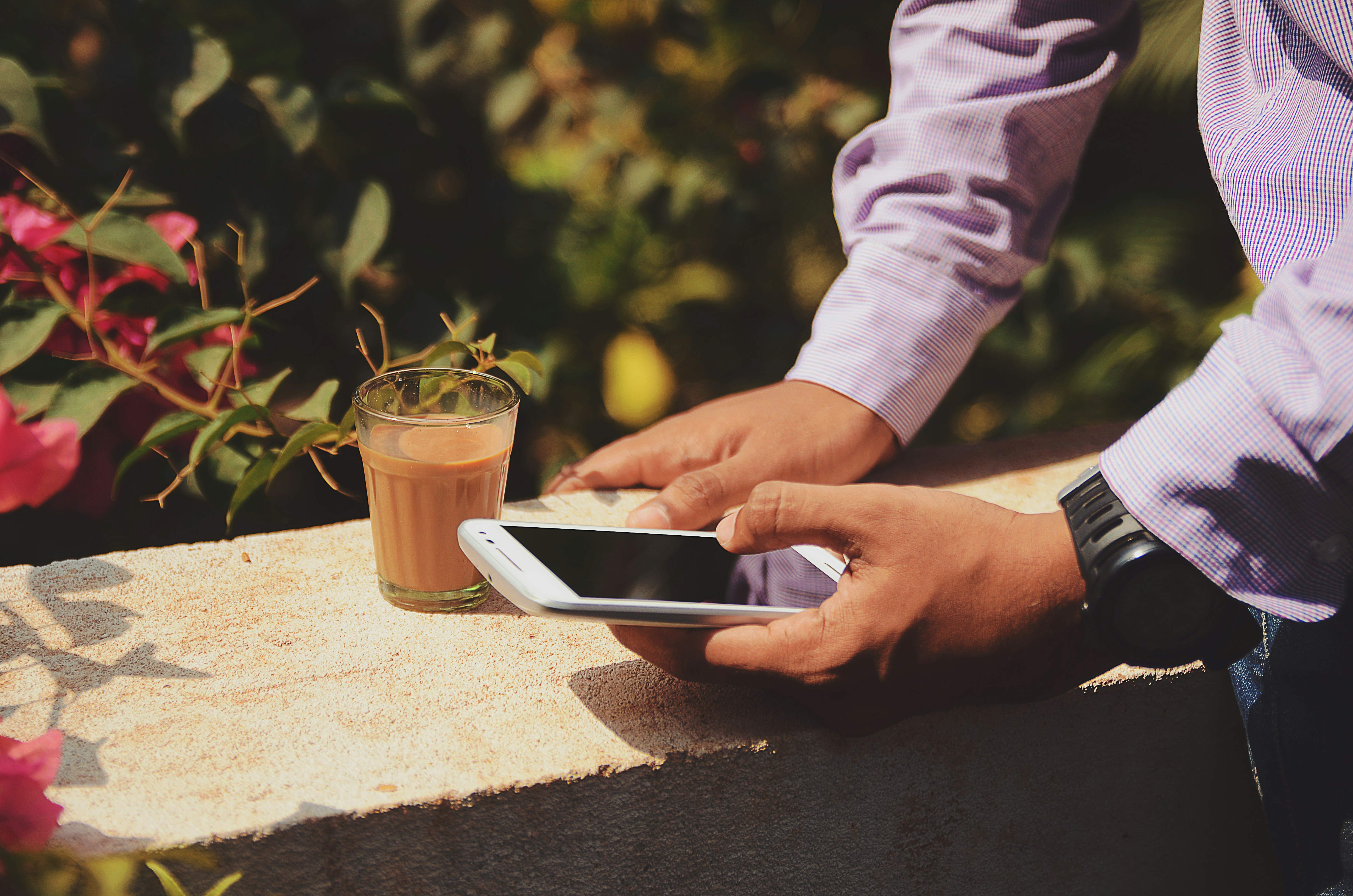 &quot;Businessman with coffee outdoors&quot;