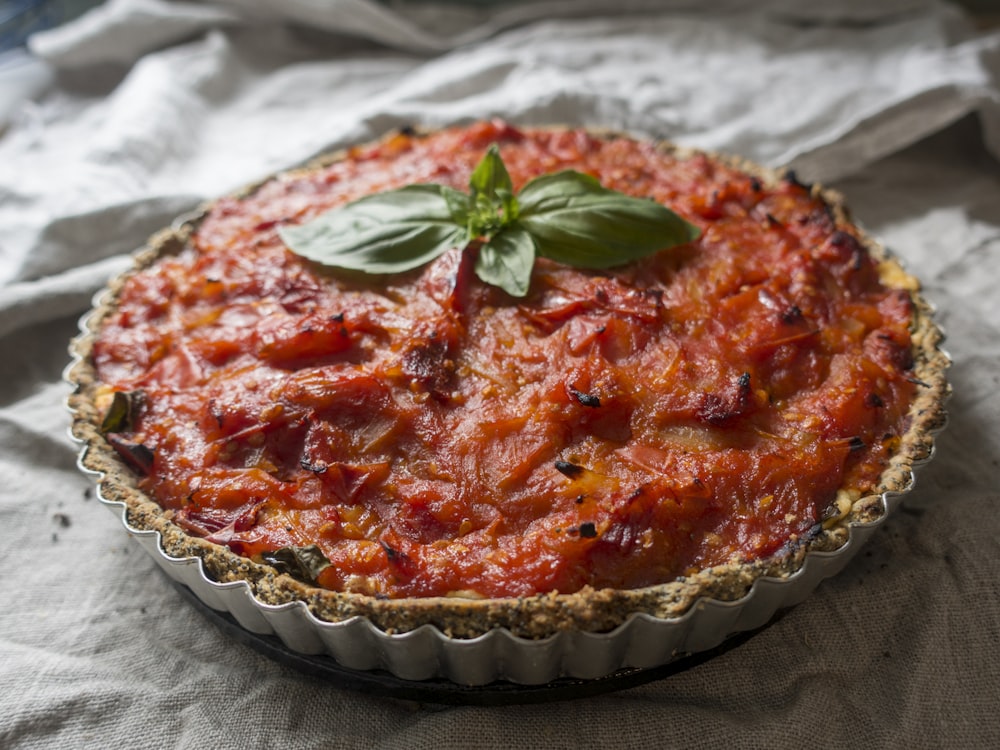 baked pie in gray tin