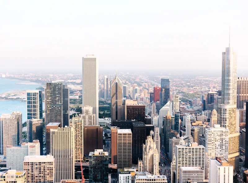 Chicago skyline aerial view from Skydeck observation deck