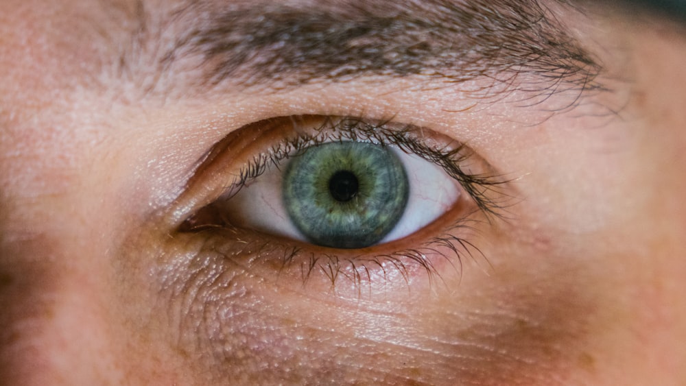 macro shot photography of person's right eye